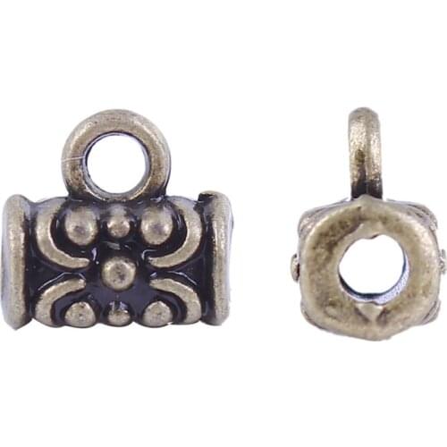 DoreenBeads Zinc Based Alloy Antique Bronze Bail Beads Cylinder Style DIY Jewelry Components 7mm( 2/8") x 7mm( 2/8"), 100 PCs