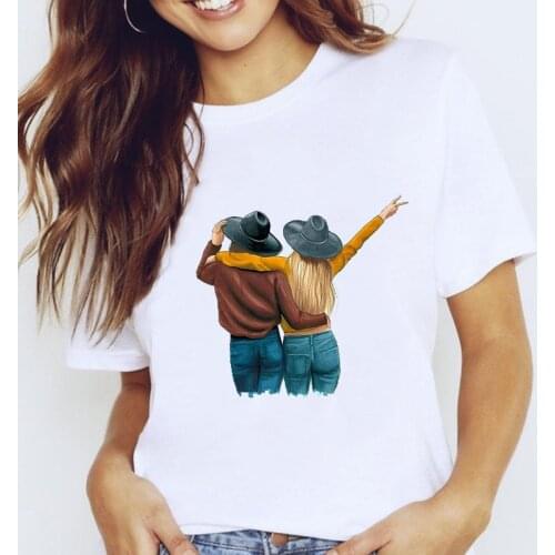 Women Graphic Sister Friends Travel Love Cartoon Spring Summer Lady Clothes Tops Clothing Tees Print Female Tshirt T-Shirt