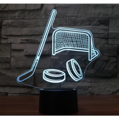 Hockey 3D Night Light USB LED Table Lamp 3D Illusion Lamp 7 Color Change For Children Kids Bedroom Atmosphere Lamp