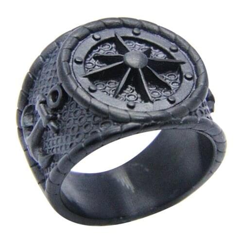 Size 7-14 Cool 316L Stainless Steel Dull Polishing Black Anchor Ring Vintage Ladies Mens Cool Motor Biker Navy Ship Anchor Ring