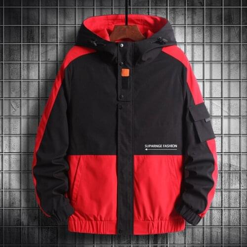 Mens Spring and Autumn New Jackets High Street Trendy Printing Cargo Coat Stitching Color Windproof Pilot Jacket Male 5XL