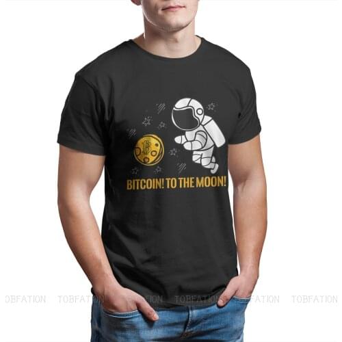 Shoots To The Moon Fashion TShirts Bitcoin Cryptocurrency Miners Meme Male Style Fabric Tops T Shirt Round Neck Oversized
