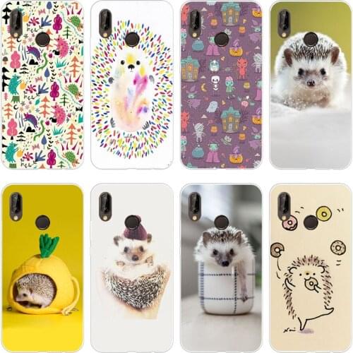 38H Happy Hedgehog Soft Silicone Tpu Cover Case for huawei p 20 lite pro y6 2017 mate 10 lite