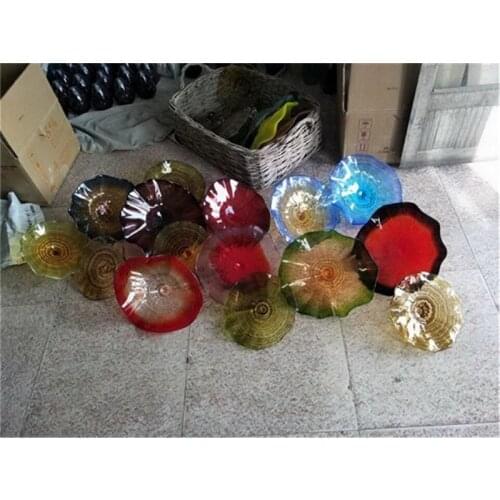 Wall decoration murano glass bowls plates Wall decoration lotus leaf design hand blown murano art glass plates