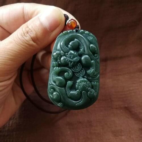 Natural Hetian Jade Pixiu Pendant Tiger Necklace Fine Jewelry Carved Jadeite Amulet Fashion Charm Gifts for Women Men