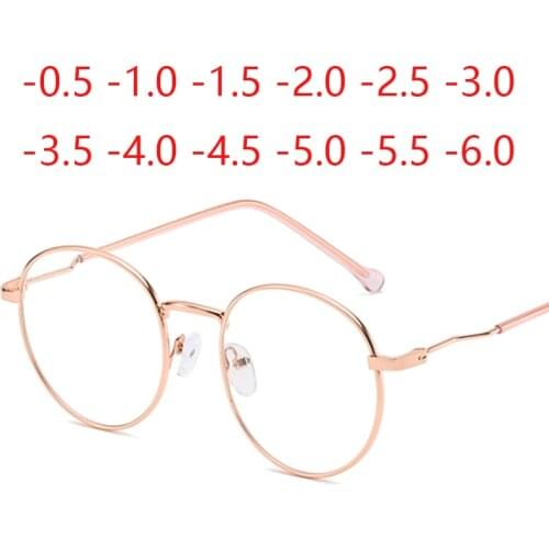 Prescription Eyeglasses Women Men Round Finished Myopia Glasses Unisex Short-sight Eyewear -1.0 -1.5 -2.0 -2.5 -3.0 -4.0 -5.0 -6