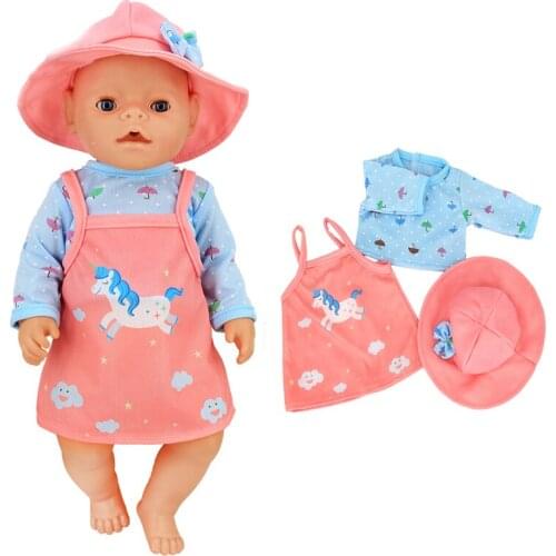 Doll clothes 40 cm baby doll skirt + hat for 18 inches American og girl doll dress