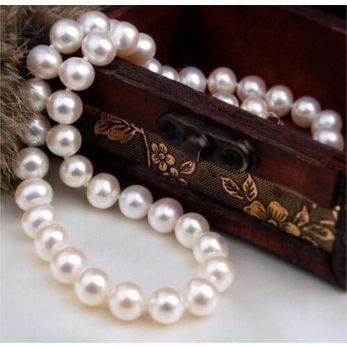 9-10MM GENUINE NATURAL Australian south sea white pearl necklace 18inch shipping free