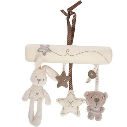 Cute Rabbit baby music hanging bed safety seat plush toy Infants Cradle Hand Bell Multifunctional Plush Toys I0067