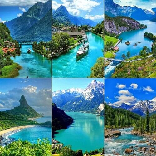 Full Round Sea Scenery Diamond Drawing Mosaic Painting 5D DIY Diamond Setting Home Decoration Gifts Brain Game