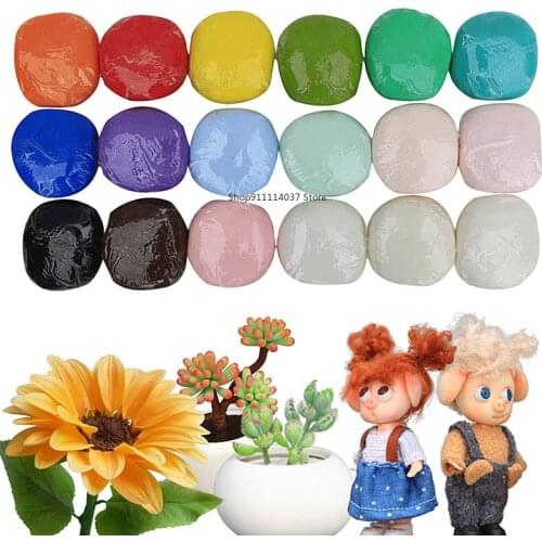 18Colors Crystal Resin Clay Polymer Clay Translucent Pottery Clay For Modeling Characters DIY Succulents Doll Air-Dry Art Tools