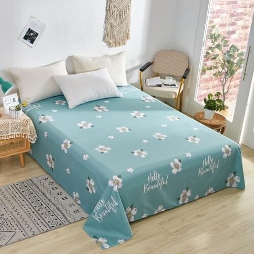 100% Cotton Bed Sheet Plant Flowers Bed Line High Quality Mattress Cover Soft Cotton Bedding Set Queen King Size Flat Sheet