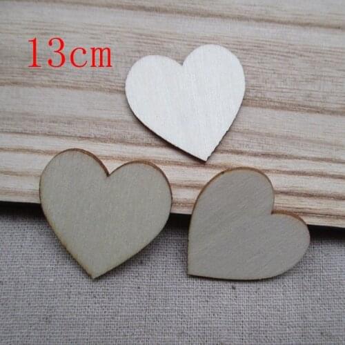 20pcs/lot Blank unfinished wooden heart crafts supplies laser cut rustic wood wedding rings ornaments 130mm 1162