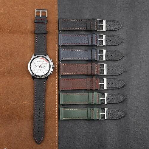 Vintage Genuine Leather Watch Band 18mm 20mm 22mm 24mm Black Blue Green Watch Strap Bracelet Quick Release Bar
