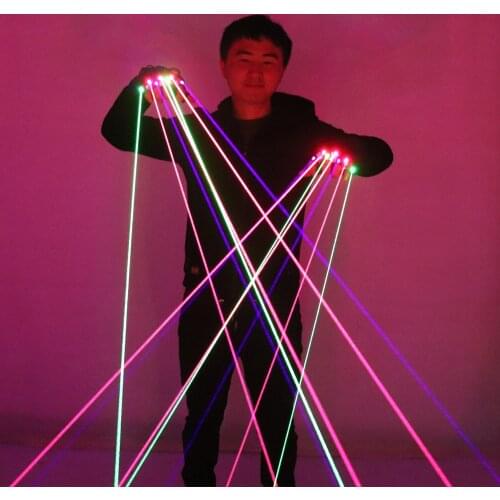 RGB LED Laser Gloves With 7pcs Laser 2pcs Green +3PCS Red +2PCS Violet Stage Gloves For LED luminous Costumes Show