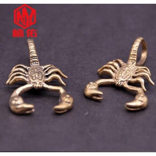 Handmade EDC Brass Scorpion Key Pendant Car Keychain Pendant Retro Key Ring Bag Pendant