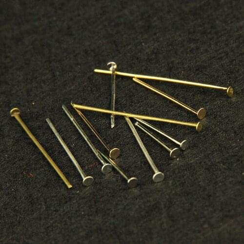 200pcs/bag 15 20 25 30 40 50 60 mm Flat Head Pins Gold/Silver/Copper/Rhodium Headpins For Jewelry Findings Making DIY Supplies