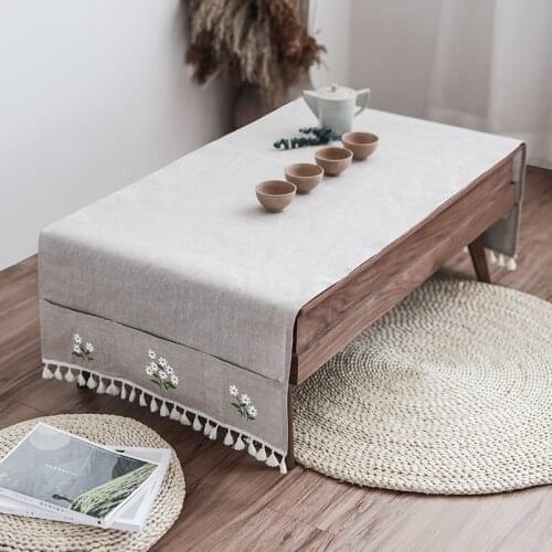 50x150/60x160/70x160/70x190cm grey/linen color tablecloth living room simple table cloth cover cabinet cover for coffee table