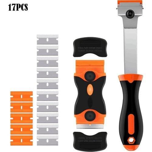 17pcs/set Razor Blade Wrap Sticker Razor Scraper Ceramic Glass Car Window Glue Cleaner Squeegee Remover Tool Car Tool
