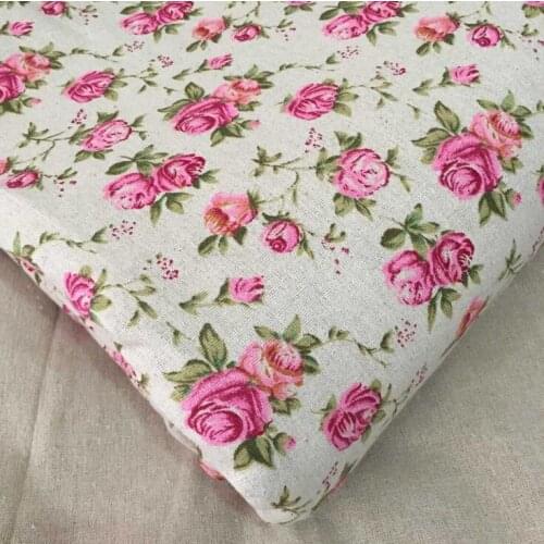 Cotton Linen Sewing Fabric Floral Printed Patchwork Fabric DIY Quilting Woven Material Home Textile Sofacover Tablecloth Craft