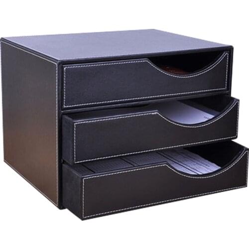 Imitation Leather Desktop Cabinet Drawer A4 Finishing Storage Box