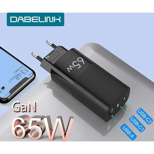 DABELINK GaN 65W USB-C Charger Quick Charge 4.0 3.0 QC4.0 PD3.0 Type C Fast USB Charger For iPhone 11 12 Pro Max Macbook Xiaomi