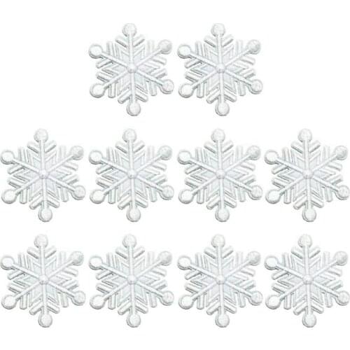 10Pcs Snowflake Patches Iron on Christmas Embroidered Patches Appliques for Arts Crafts DIY Decor Jeans Clothing Bags