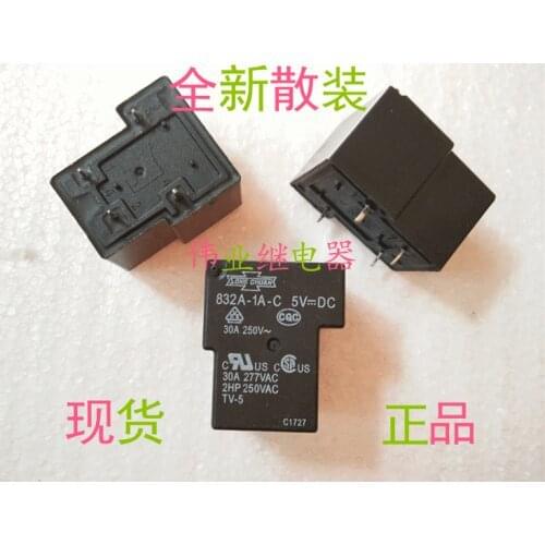 2pcs/lot 832A-1A-C 5VDC New Relay 4 PIN A set of normally open
