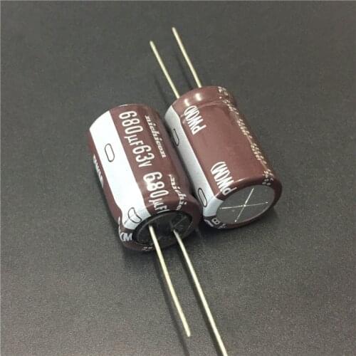20pcs 680uF 63V NICHICON PW Series 16x25mm Low Impedance Long Life 63V680uF Aluminum Electrolytic capacitor