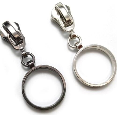 20pcs/lot, Cute Round Shape 5# Zipper Sliders, Silver Color Gun Black Color Zipper Pulls, Zip Repair Kit Zipper Head Pulls DIY