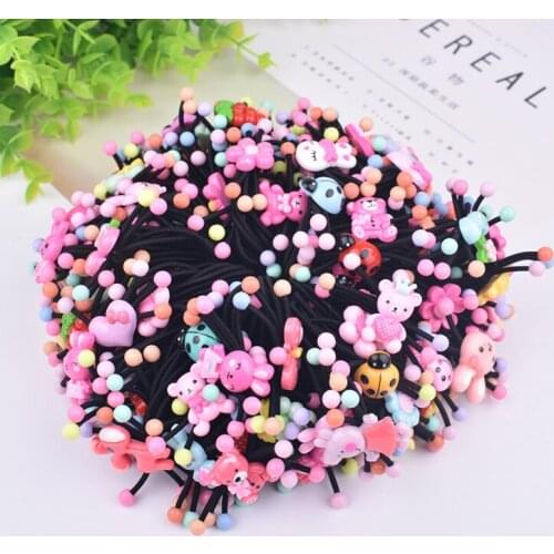 300pcs/lot Resin 3 In One Cartoon Animals Hair Bands Elasticity Fruits Flowers Rubber Band Hair Styling Tools Accessories HA1178