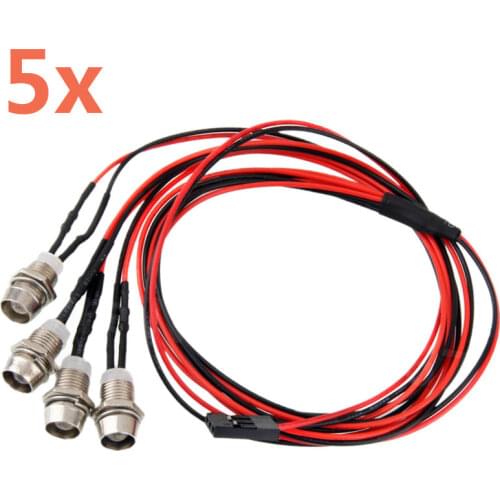 Wholesale 5Set 2&4 Metal Lamp LED Lights 3V-7V 3mm 5mm For 1/10 1/8 Nitro Electric Power RC Remote Control Cars External Lights