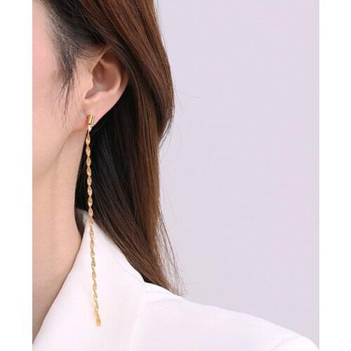 Long Chain Tassel Earrings Spiral Twist Niche Personality Design Original Jewelry Temperament Charm Accessory