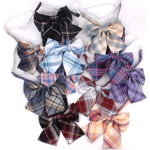 New Students Plaid Bowtie Cotton Bow tie For Women Uniform Collar Butterf Bowknot Adult Check Bow Ties Cravats Girls Bowties