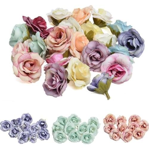 10pcs Artificial Rose Flower Heads For Wedding Party Fake Flowers Craft Mini Silk Home Decoration DIY Accessories