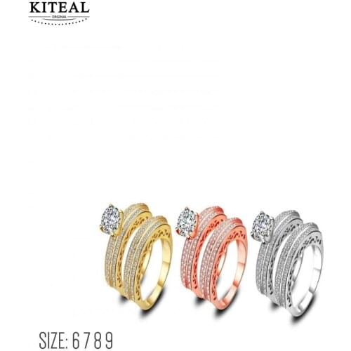 KITEAL Hot 2018 size 6 7 8 9 Gentlewoman ring Zircon ring weight8.55g couple ring anel de ouro diy