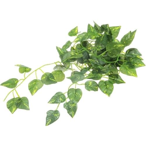 2m Artificial Scindapsus Aureus Vine for Reptiles Terrarium Chameleon Lizard Habitat Decor