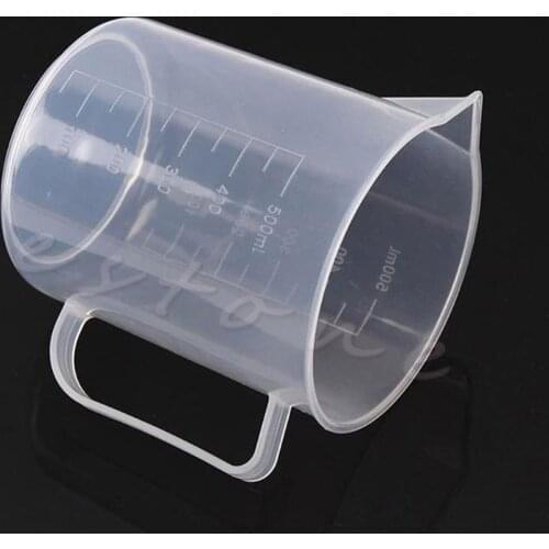M17F Kitchen Laboratory Test Tool Plastic Graduated Measuring Beaker Cup 500mL