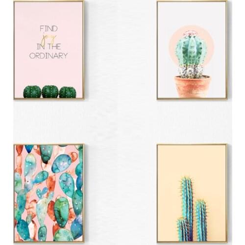 Maeham Nordic Green Plant Cactus Wall Art Canvas Painting Posters Prints Wall Pictures for Living Room Morden Art Home Decor