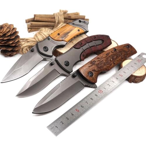 Multi-function Folding Tactical Knife Survival Camping Hunting Pocket Knife Wood Handle Outdoor Knives Self-defense Tool
