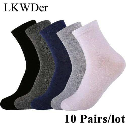 LKWDer 10 Pairs/lot 2020 Mens Cotton Socks New style Black Business Men Socks Breathable Autumn Winter for Male Meias Calcetines