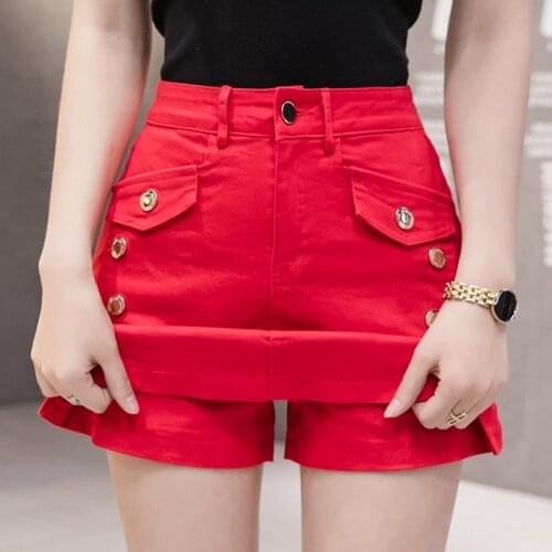 New Fashion Summer Plus Size Denim Shorts Skirt Women Streetwear High Waist Slim Girls Buttons Casual Jeans Skirts Female G1162