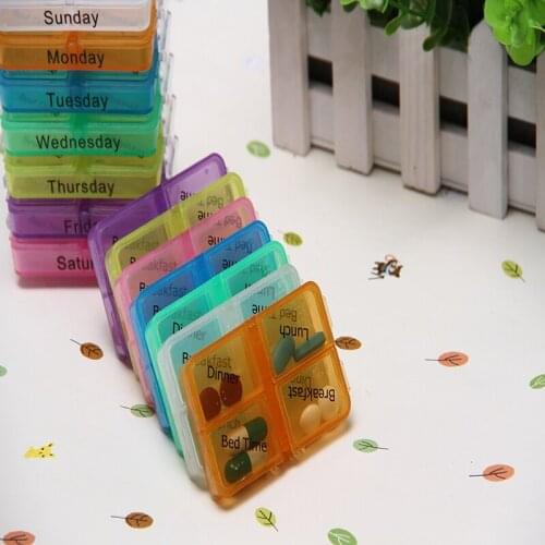 Travel weekly 7 days pill box container for tablets pill organizer 28 compartments pill case plastic medicine storage pill box