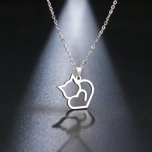 Trendy Cute Cat Necklace for Women Girls Classic Design Stainless Steel Pendant Necklace Summer Jewelry Gifts