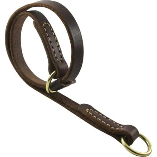 Real Leather P Chain Large Dog Leash Slip Collar pet Walking Lead Genuine Leather Dog Traction Rope For small Medium Big Dogs