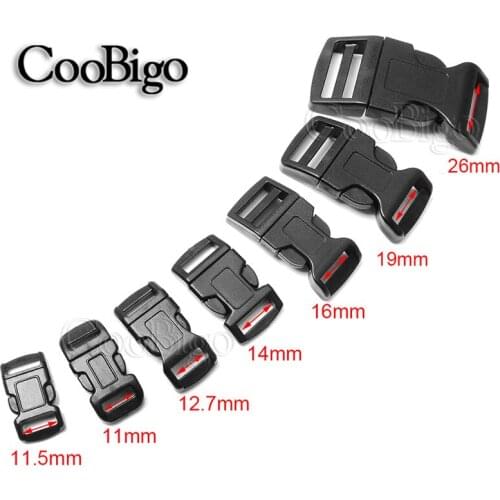 50pcs 3/8" 1/2" 5/8" 3/4" 1" Side Release Buckle Curved Plastic Hardware Dog Collar Paracord Bracelet Backpack Bag Parts