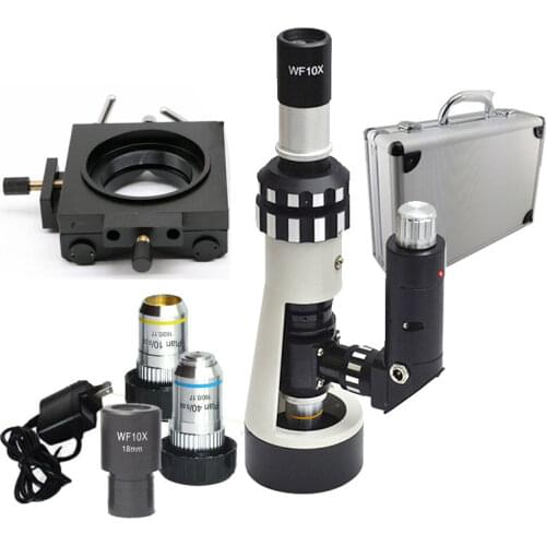 Portable Zoom Metallographic Microscope 100X-400X Handheld LED Illuminated Microscopio Include Aluminum Box Magnetic Base