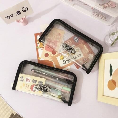 Korea fire laser transparent pen case ins style American retro student stationery hand account storage bag