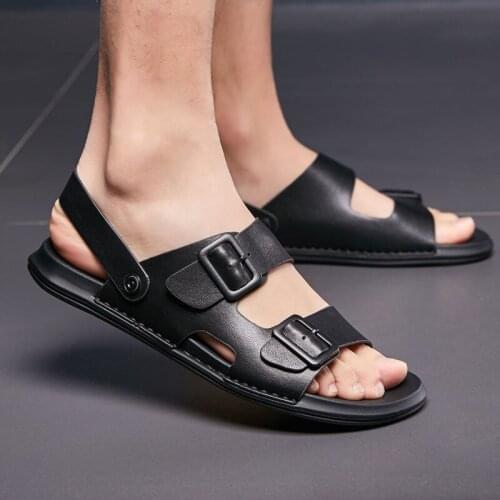 Mens Summer Leather Classic Sandals Male Roman Comfortable Outdoor Walking Footwear High Quality Breathable Affordable