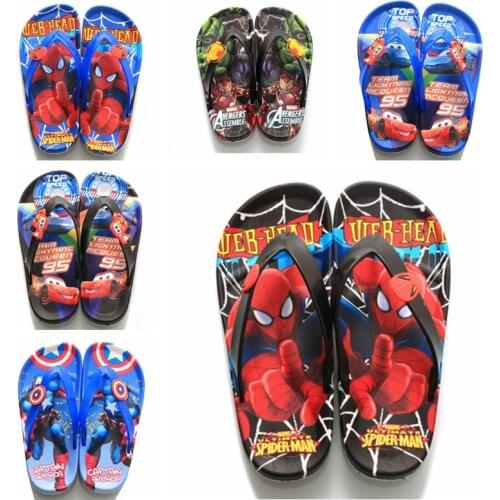 Boys Summer Shoes Children Sandals Cartoon Slippers Fashion Spiderman McQueen Beach Flip Flops Girls Flat Sandals Shower Slides